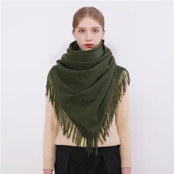 Women Pashmina Shawls Wraps Warm Soft Green - Picture 7 of 7